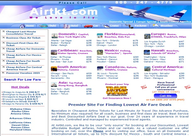 Site creation of AirTkt.com (2000)