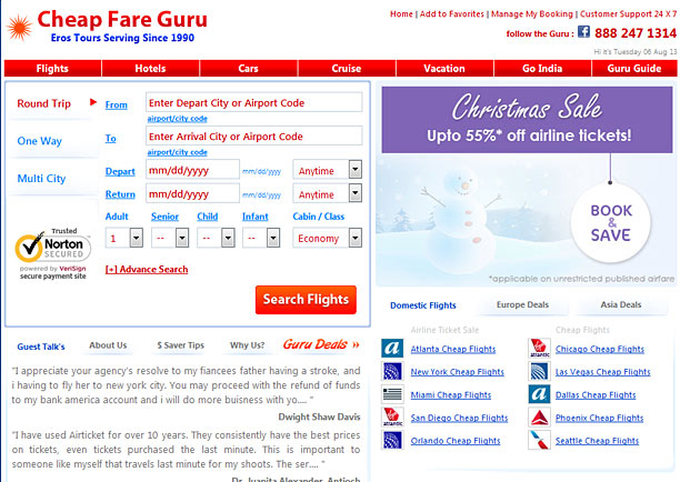 Site creation of CheapFareGuru.com (2005)