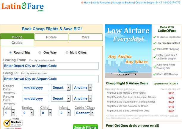Site creation of LatinOFare.com (2012)